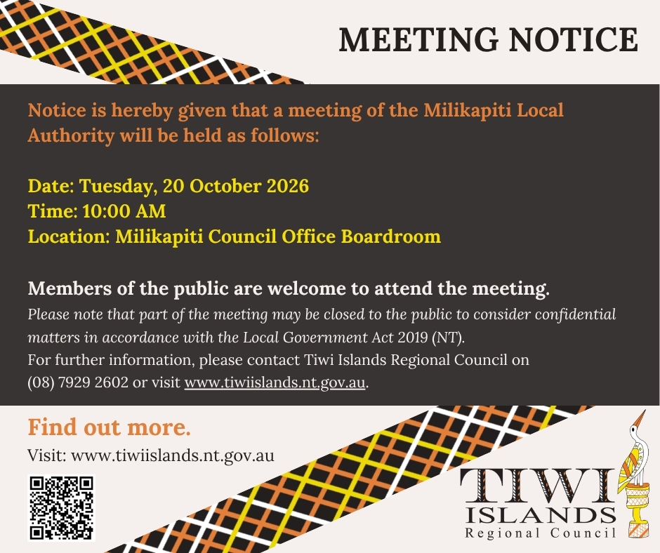 Meeting Notice - Milikapiti Local Authority - Tuesday 20 October 2026