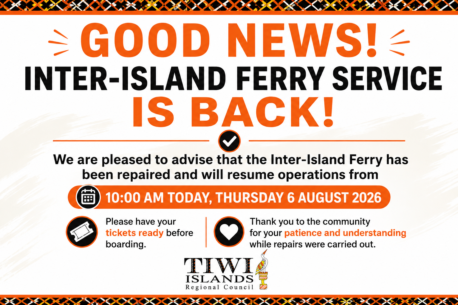Inter-Island Ferry Service Resumes
