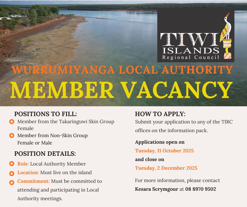 Vacancy Announcement: Wurrumiyanga Local Authority Member